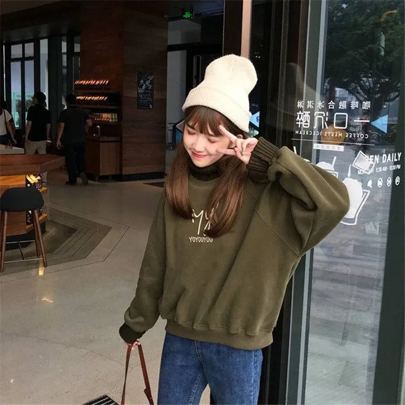 High Street Kawaii, Женская толстовка для девочек, модная, для девушек, студентов, зеленые топы, толстовки, повседневная, с принтом, для девушек, Корейская уличная одежда - Цвет: 1