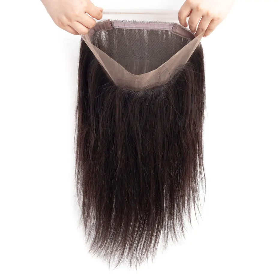 

MOBOK Human Hair 130% Density 360 Lace Frontal With Baby Hair 8"-22" Straight Hair Natural Color Malaysian Remy Hair