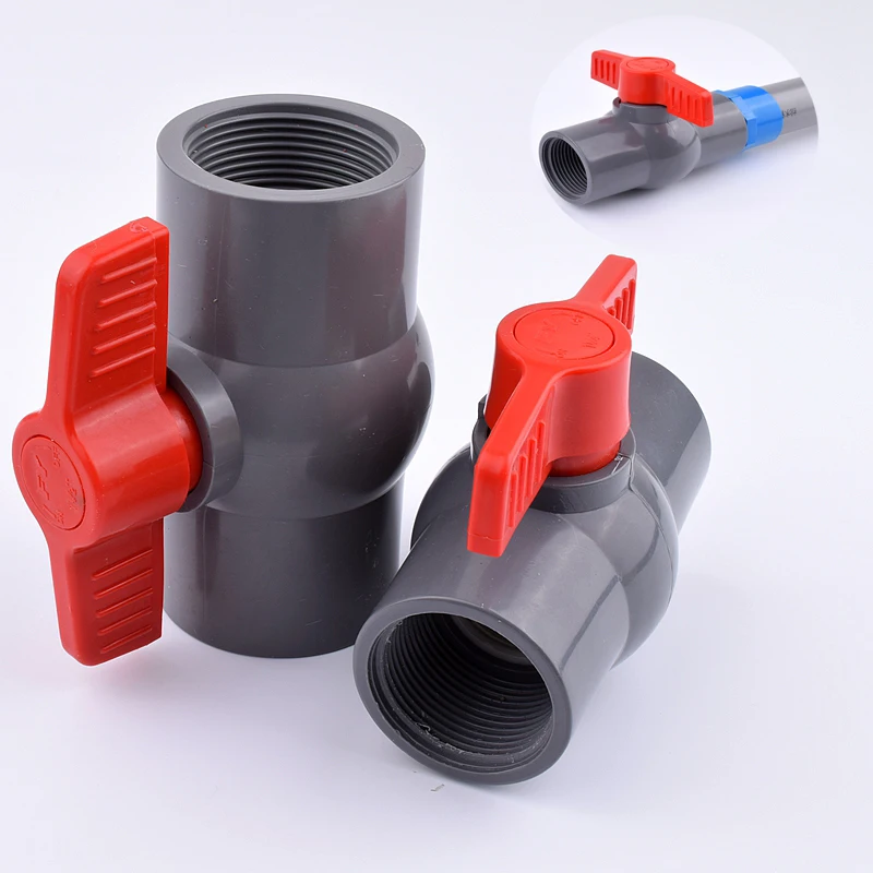 

1-3pcs 20~63mm Grey PVC 1.2~2" Female Thread Globe Valve Garden Irrigation Water Supply Aquarium Tank Water Pipe Connectors