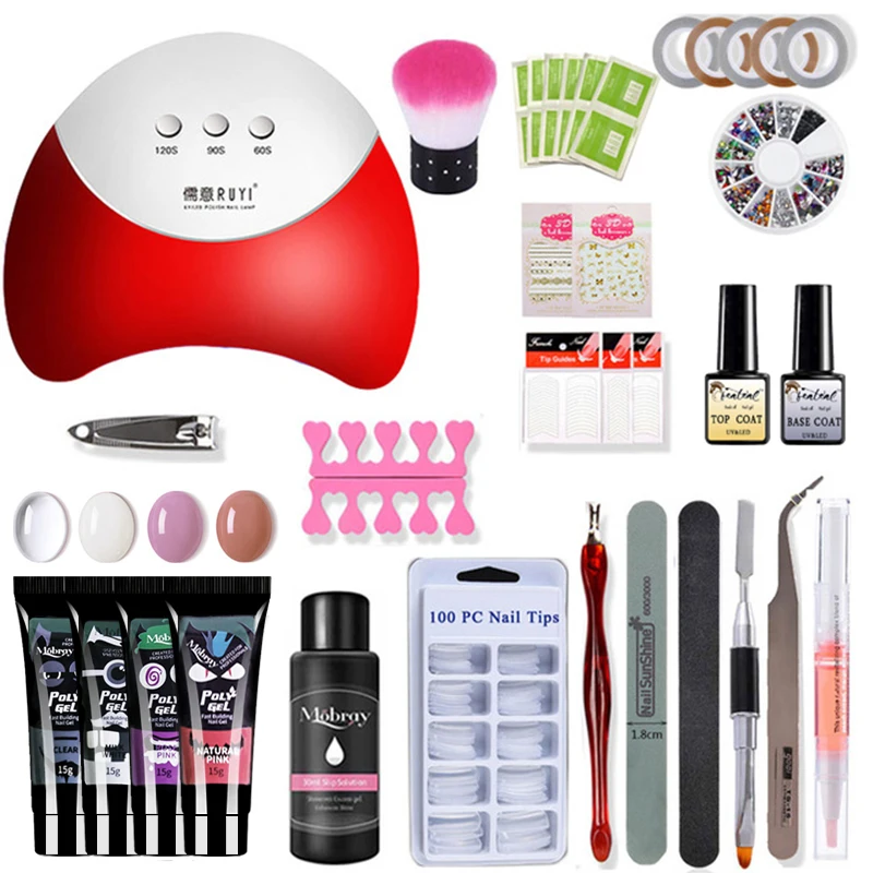 Preise Polygel Nagel Kit 36W Lampe Für Nagel Bohrer Maschine Gel Nagellack Set Builder Gel Elektrische Maniküre Nail art werkzeug Maniküre Set