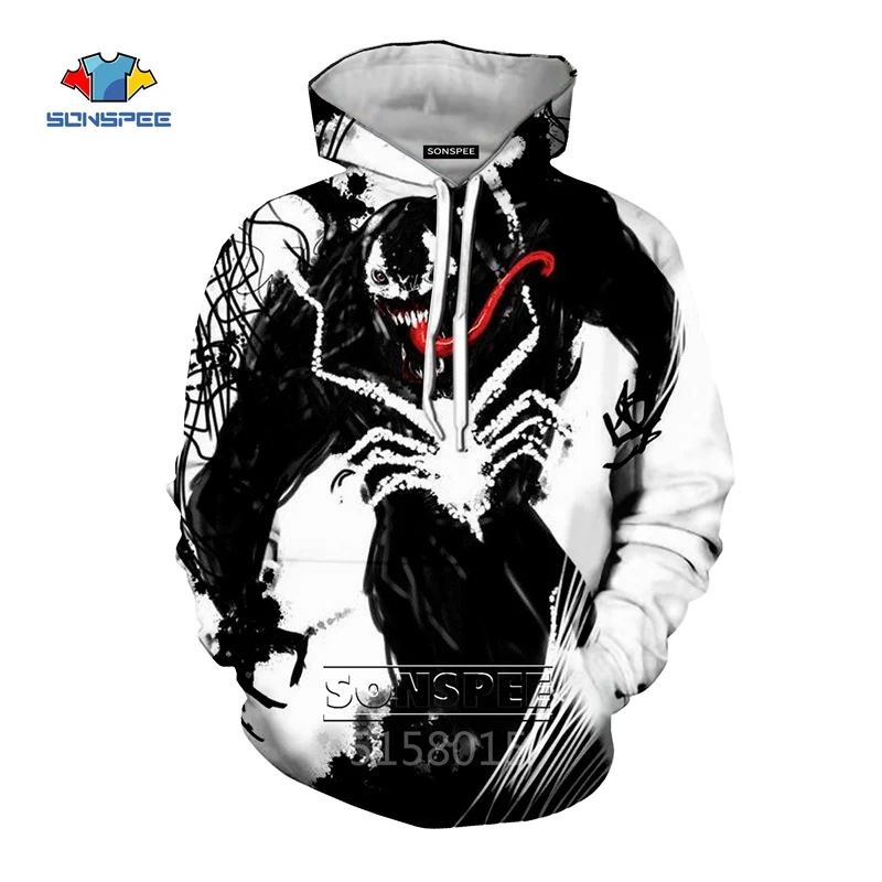 SONSPEE venom ЧЕРНЫЙ КРАСНЫЙ паразит аниме 3D принт для женщин мужчин Толстовка Топ хип хоп Толстовка с длинным рукавом Harajuku толстовки женские C12 - Цвет: 2
