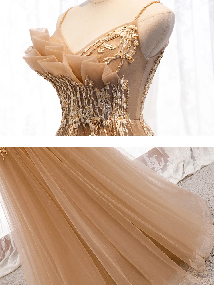 It's Yiiya Evening Dress Plus Size Elegant Spaghetti Strap Formal Dresses Sleeveless Appliques Party Robe de Soiree E988