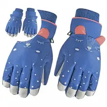 Cartoon Pattern 1 Pair Fashion Thermal Skin-friendly Kids Athletic Gloves Anti-slip Kids Snow Gloves Soft   for Outdoor