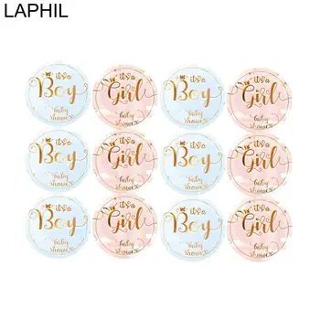 

LAPHIL 60pcs Its a Boy Girl Stickers Blue Pink Baby Shower Decoration Party Gift Bags Candy Box Sticker Gender Reveal Supplies