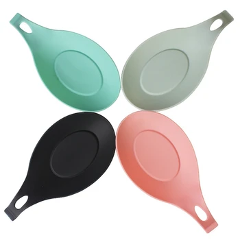 

4 PCS Kitchen Silicone Spoon Rest, Flexible Almond-Shaped, Silicone Kitchen Utensil Rest Ladle Spoon Holder