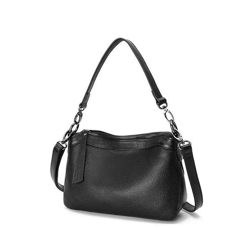 Повседневное использование Хобо, женская сумка на плечо из натуральной кожи, женская кожаная сумка-мессенджер, натуральная кожа, сумка через плечо, A479 - Цвет: Черный