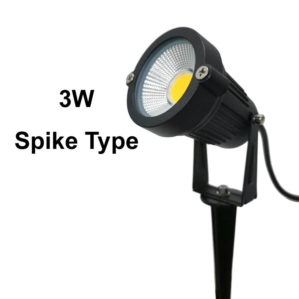 Светодиодный COB светильник для садовой лужайки 3 Вт 5 Вт 7 Вт 9 Вт уличная, с шипами круглая Базовая лампа AC110V 220 в DC12V Светодиодный светильник для ландшафтной дорожки ing - Испускаемый цвет: 3W Spike Type