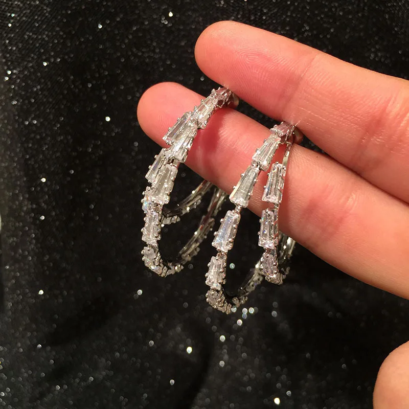 

fashion white crytal clear cz big circle earring for women