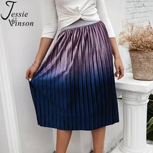 Jessie Vinson плиссированная юбка элегантная бархатная юбка цвета металлик градиента Женская велюровая юбка миди винтажная юбка весна осень