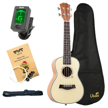 

BWS EST&1988 23 Inch Concert Spruce Ukulele Black Hawaiian Mini Guitar 4 Strings Mahogany Ukulele Music Uku