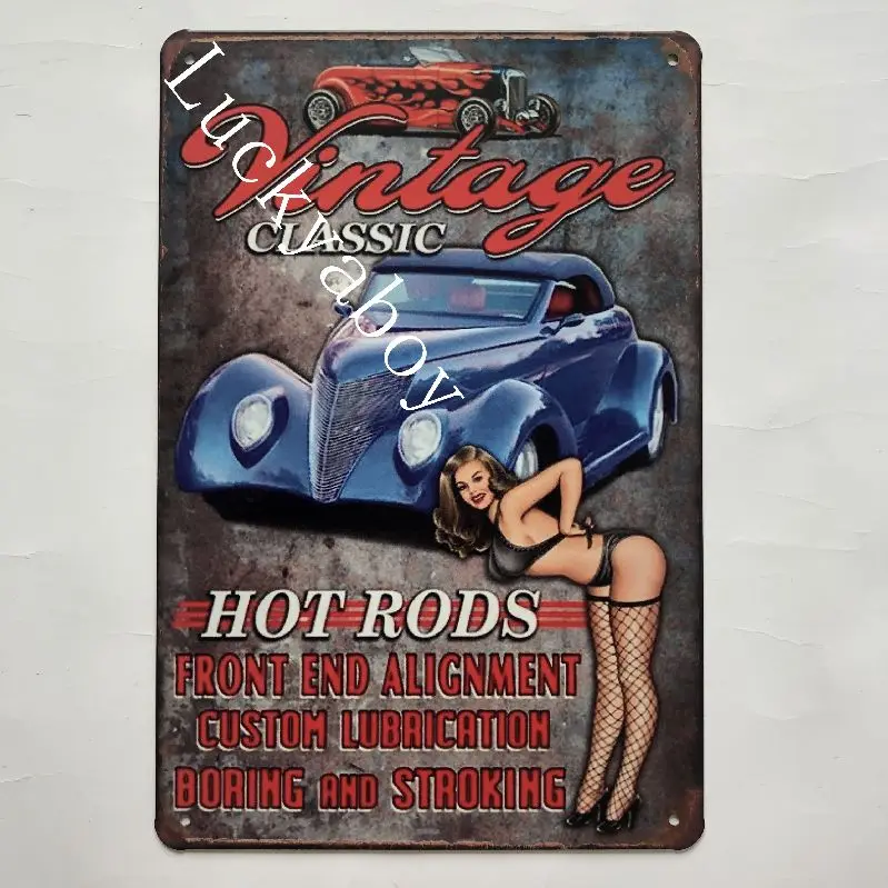 [Luckyaboy] Pinup шин сервис Hot Rod Garage Винтаж Металл Ретро жестяной знак винтажная вывеска Бар Кафе гараж домашний декор - Цвет: 19
