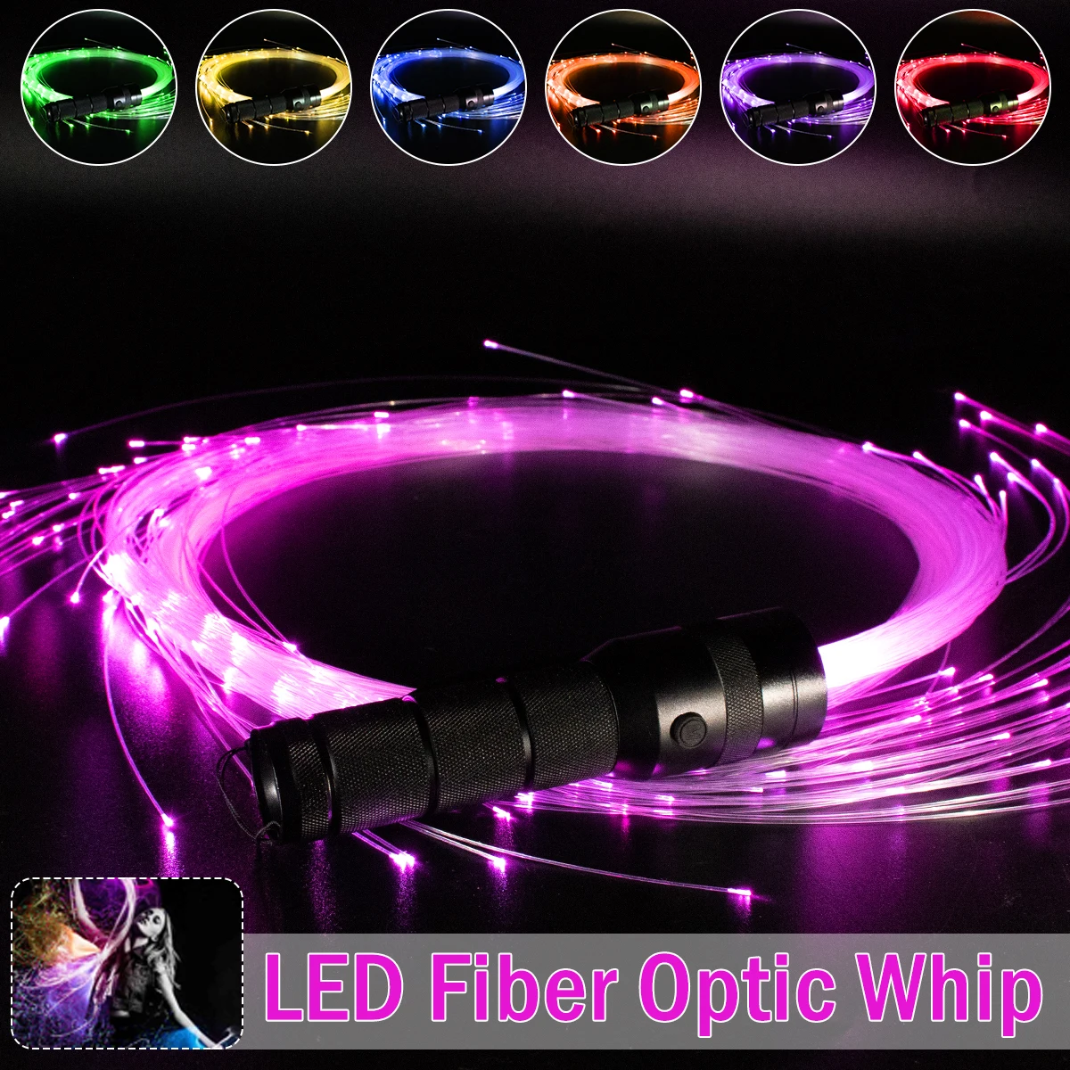LED Fiber Optic Whip 360 Degree More Modes and Effects Light Up Waving Holiday Parties Lighting Fiber Optic Dance Whips 1