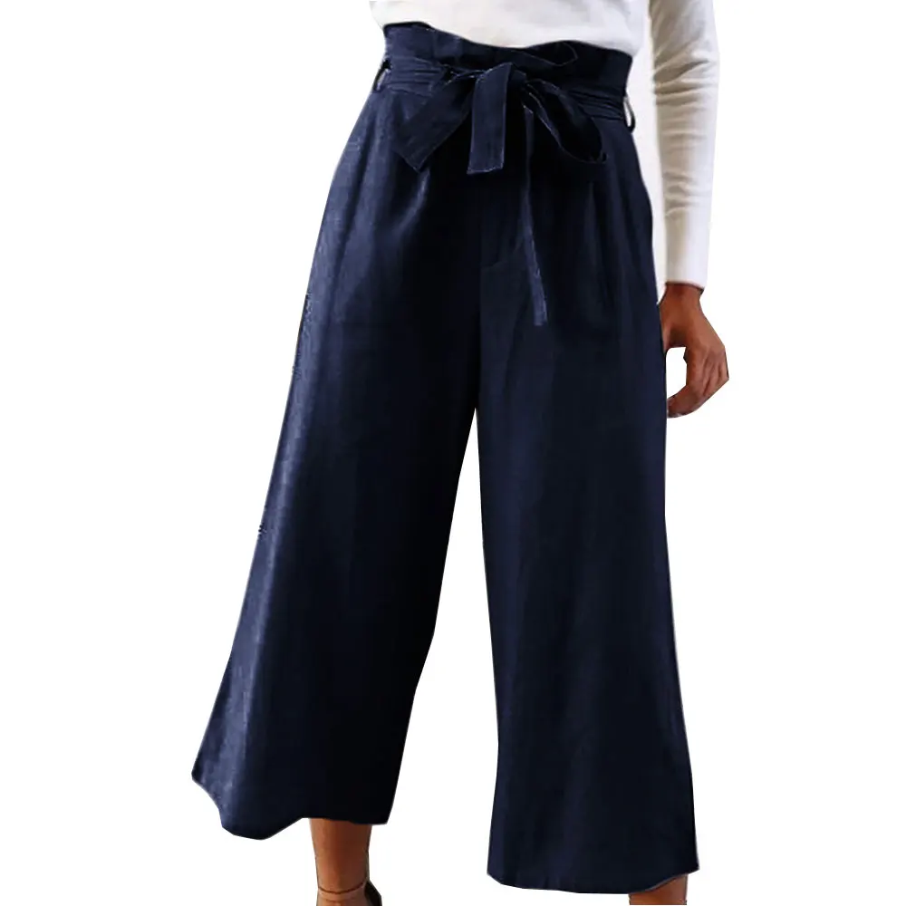 Sfit свободные брюки женские повседневные чистые широкие брюки с эластичной резинкой на талии свободные брюки весна и лето тонкие леггинсы брюки для йоги - Цвет: Dark Blue