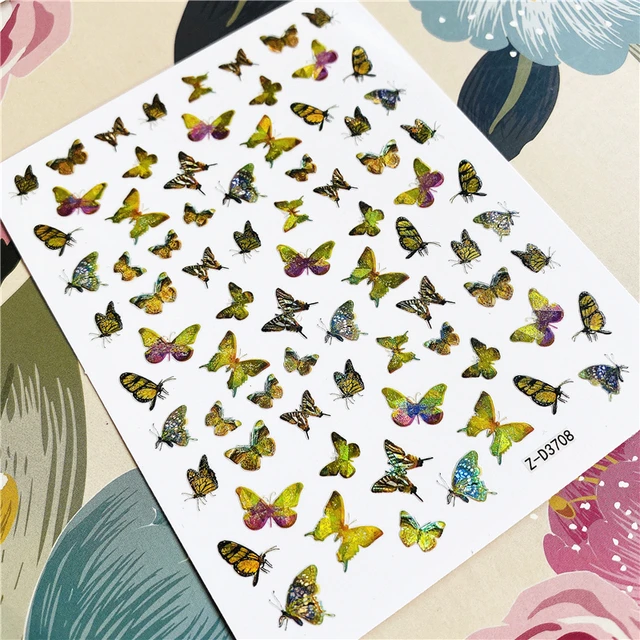 Z-D3702 Z-D3706 Colorful butterfly 3D Back glue Nail decal Nail sticker Nail decoration Nail art Nail ornament Z-D3708