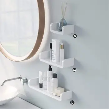 

Wall Mounted Bathroom Shelf Storage Rack floating shelves Room decoration White Self-Adhesive Waterproof Bathroom Rack Organizer