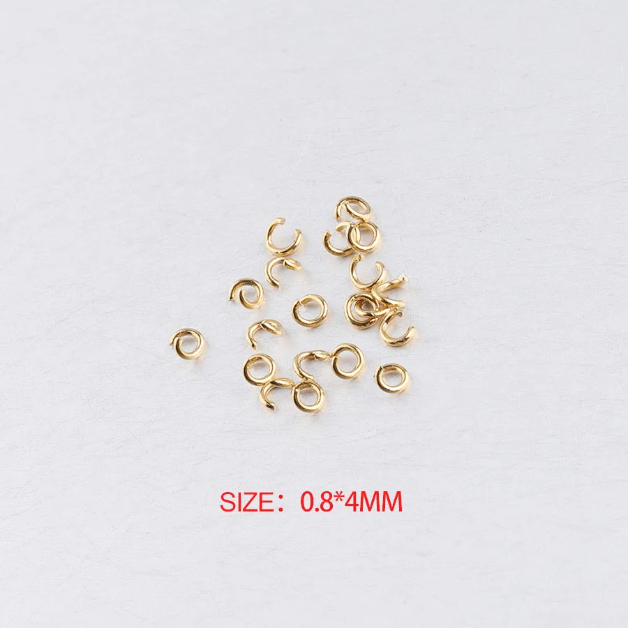 Fnixtar 0.5*3.5mm 0.6*4mm 0.8*4/5/6mm 1*/6/7mm 1.2*7mm PVD Gold Color Stainless Steel Open Jump Ring DIY Finding 100pcs/lot