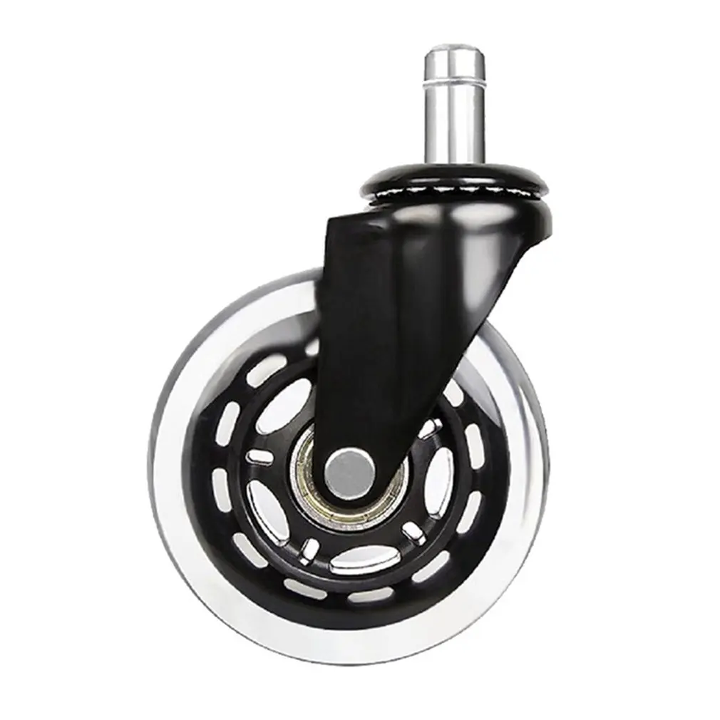 

2.5Inch/3Inch PU Universal Wheel Circlip Caster Black Strong Load Bearing Transparent Wheel Office Chair Silent Wheel