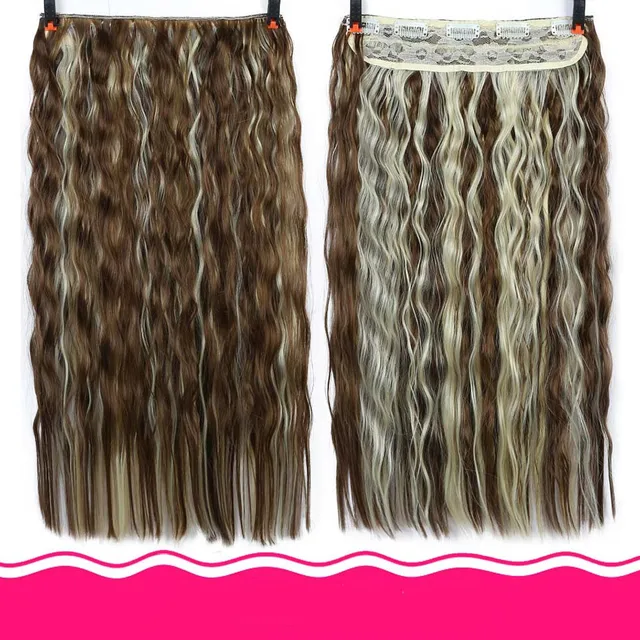DIFEI Synthetic 24 Inch 5 Clip Long curly Women Clip in Hair Extensions Black Brown High Tempreture Hair Piece T4/27/30