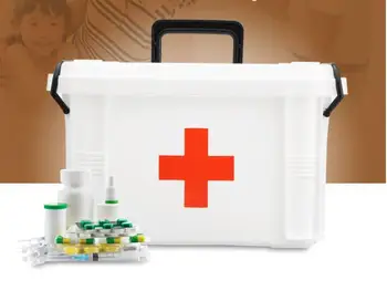 

1PC Medicine Box Family Pill Cases Plastic Medical Storage Box Two-layer Large-capacity Medicine Box First Aid Pill Case OK 1194