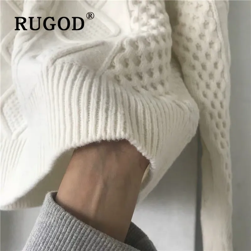 RUGOD, зимний, теплый, однотонный, крученый свитер, пуловеры для женщин, круглый вырез, утолщенный, вязаный свитер, корейский темперамент, модный, женский