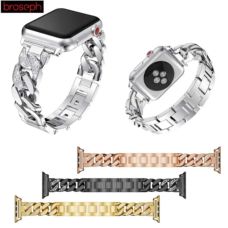 

Diamond Strap for Apple Watch 4 Band 40mm 44mm for iWatch Series 1/2/3 38mm 42mm Stainless Steel Watchband Belt Bracelet
