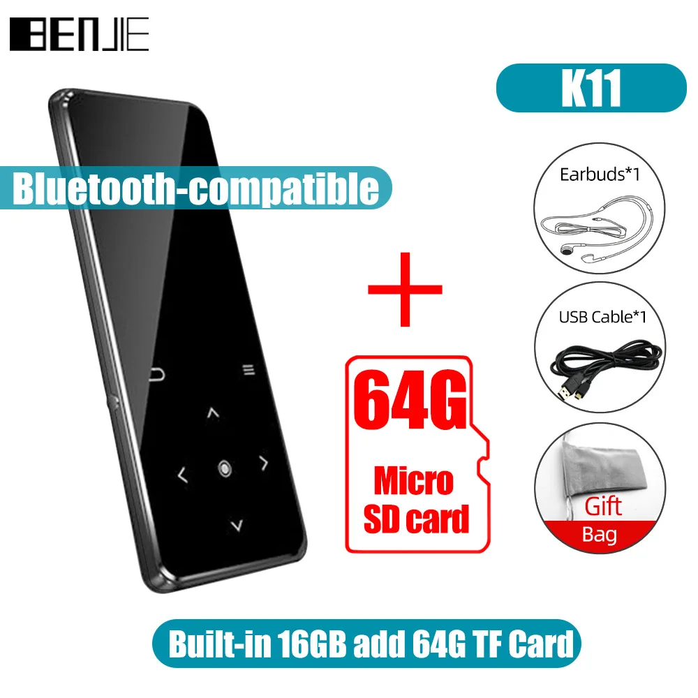 BENJIE M6 Lossless MP3 Player HiFi Portable Audio Walkman With FM Radio E-Book Voice Recorder Bluetooth-compatible MP3 