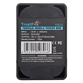 

House Battery Box Cover Light Lamp Headlight 6*18650 Black Cycling Supply