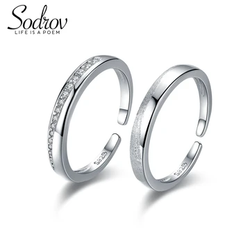 

SODROV 925 Sterling Silver Engagement Couple Ring For Women Fine Wedding Jewelry R041