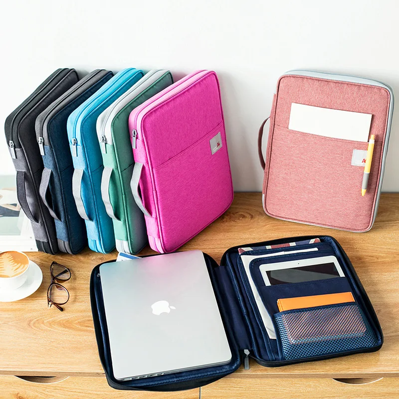 A4 Document Organizer Folder Padfolio Multifunction Business Holder Case for Ipad Bag Office Filing Briefcase Storage Stationery photo