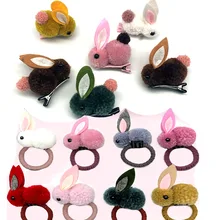 Корейский стиль камзол Войлок стерео кролик плюшевый кролик Ушастый заколки осень и зимняя повязка на голову Женская повязка на голову Детские волосы