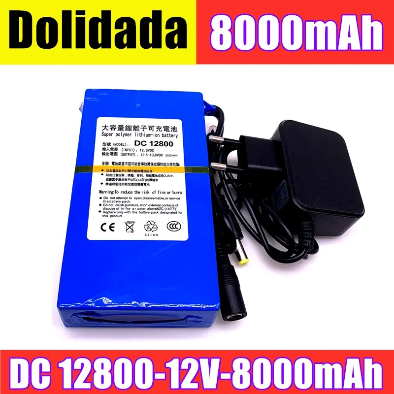 Batterie Lithium-ion rechargeable, 12V DC, 8000 MAH, haute capacité, Durable, prise US/ue, offre spéciale, livraison gratuite