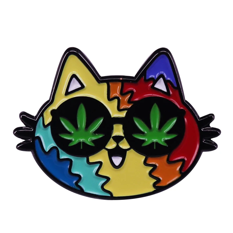 Cool Rainbow Cat Weed Badge Meowy Jane is Here to Chill and Celebrate 420, 365