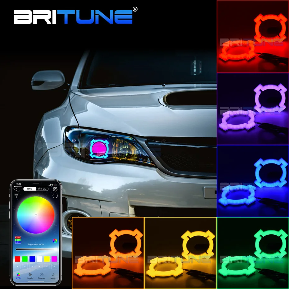 Светодиодный Ангельские Глазки RGB Halo Rings X Форма Bluetooth-совместимое приложение