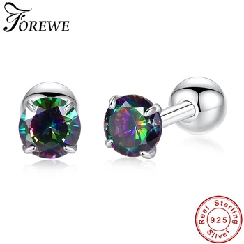 

Summer New Tiny Round Crystal Studs Earrings for Women Girls 925 Sterling Sliver Small Earrings Female Jewelry Anniversary Gift