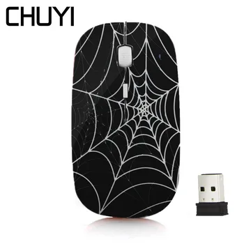 

CHUYI Ultra Thin Wireless Mouse Computer Slim 1600 DPI USB Optical Mice Spider Web Design PC Office Mause For Laptop PC