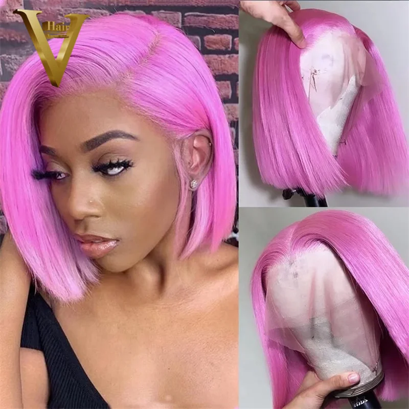 hot-pink-bob-wig-blue-colored-lace-front-human-hair-wigs-for-women-brazilian-short-bob-4x4-closure-wig-transparent-lace-wigs