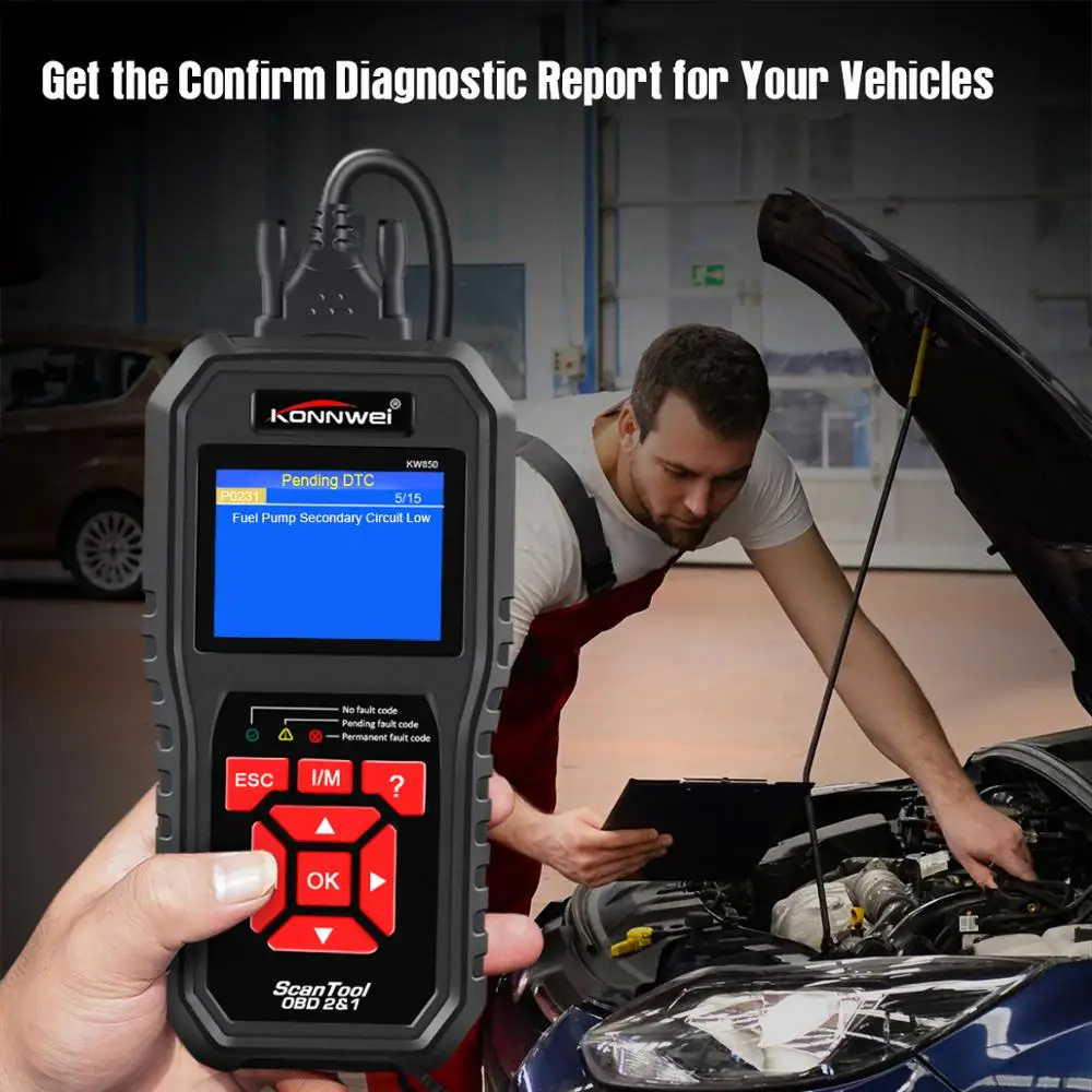 KONNWEI черный KW850 obd2 Диагностический Сканер полный OBD 2 OBDII код считыватель сканер автомобильный диагностический инструмент один клик I/M готов