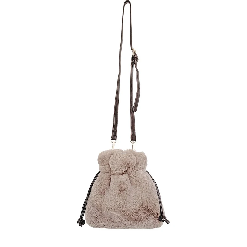 

Small Women Bags Faux Fur Female Handbag Shoulder Lady Faux Rabbit Hair Drawstring Bag Sunday Angora Yarns Lucky Bag Whole Sale