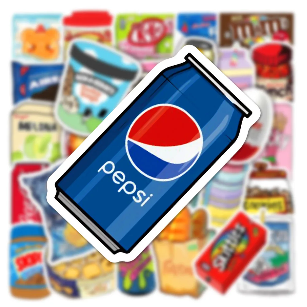 10/30/50Pcs Food Drink Milk Packaging Stickers Waterproof Phone Bike Wall Motorcycle Cool Car Sticker for Kids Toys Wholesale