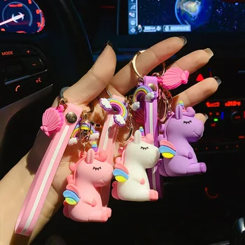 

Cute Fairytale Keychains PVC Unicorn Multi-style Horse Key Chains Holder Alloy For Women Girls Gift Jewelry Key Rings