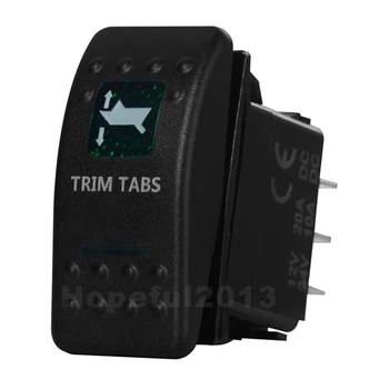 

Trim Tabs UP/DOWN 7 Pins On Off On Green Led Printed 3 Way Rocker Switch for Car Boat Truck 12v 24v DPDT Waterproof + Cable
