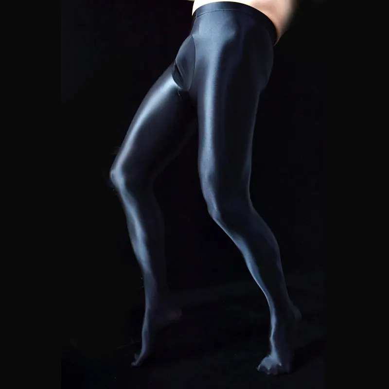 Sexy Men Socks Oil Shiny Medias Hombre U Convex Pouch Fetish Wetlook Pantyhose Sheer Panty Erotic Lingerie Plus Size Tights