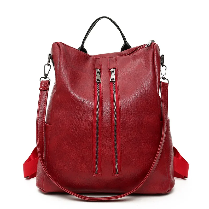 TETHYS Bags for Women Designer Backpacks Women High Quality PU Leather Backpack Large Capacity Travel Backpack Mochila Mujer - Цвет: Red