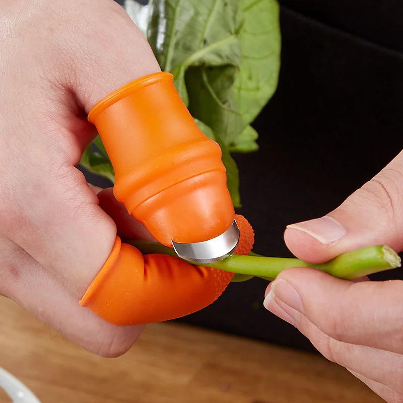 Finger Guard Garden Tool Vegetable Cutter Finger Protector Silicone Thumb Knife Finger Protector Vegetable Harvesting Knife Plant Blade Scissors Cutting Rings Garden Gloves