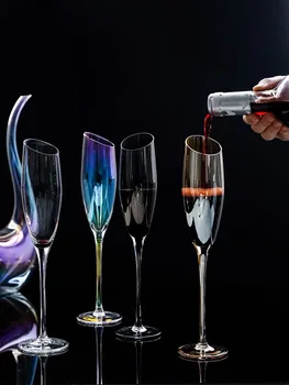 

European Crystal Champagne Sparhling Glass Household Colored Glass Wine Goblet Wedding Western Tableware Decoration