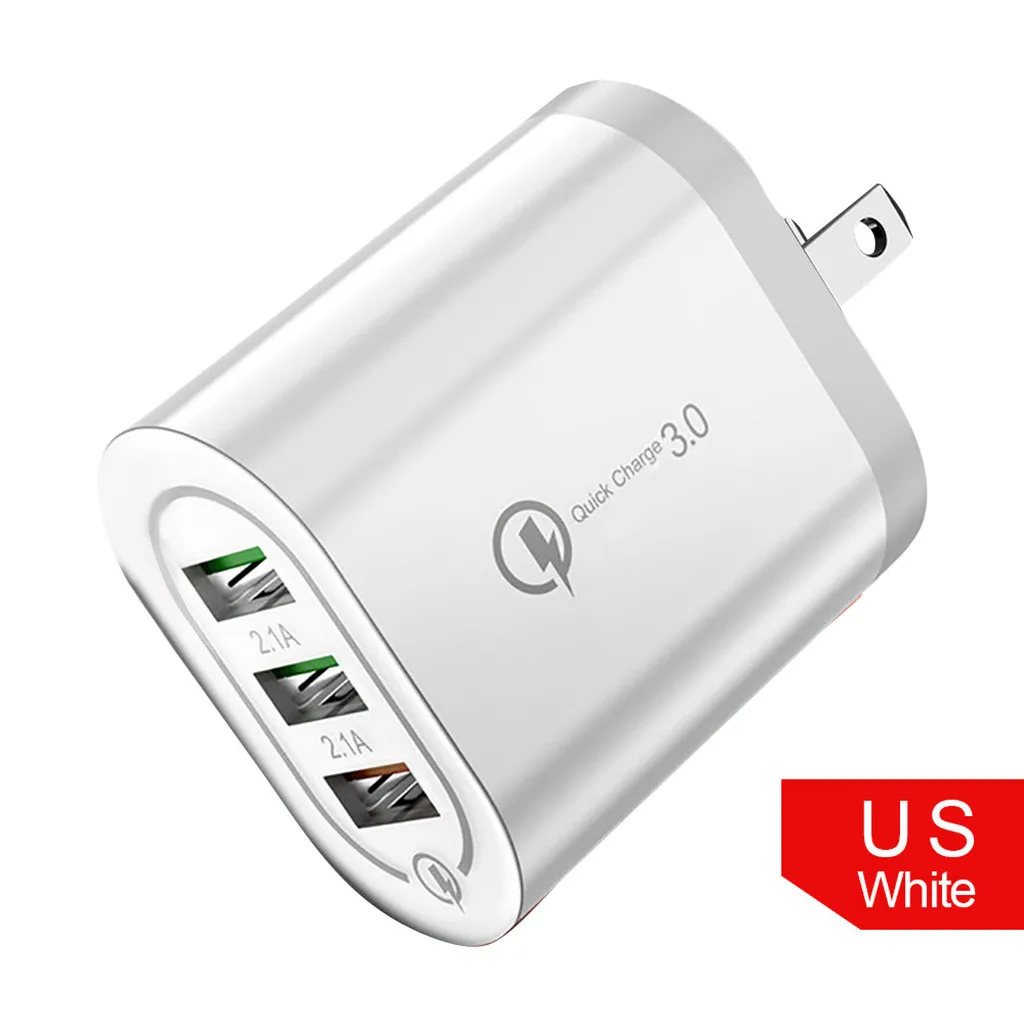 Быстрая зарядка US/EU 18W для QC 3,0 5 V/2A 3-USB зарядное устройство для путешествий блок питания