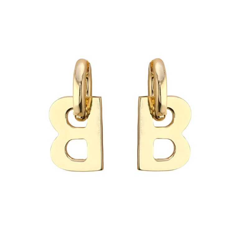 High Quality Letter B Drop Earrings for Women Men Trendy Elegant Korean Minimalist Gold Silver Color Statement Earrings Jewelry - Image 6