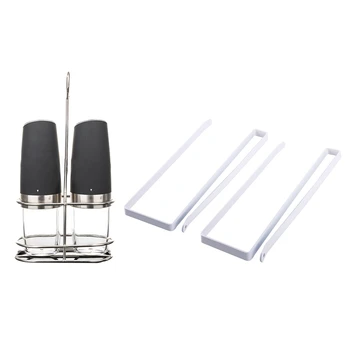 

2 Pcs Paper Towel Holder & 2 Pcs Electric Salt and Pepper Grinder, With Adjustable Ceramic Rotor