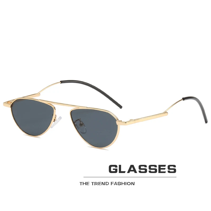 black sunglasses Брендовые винтажные овальные женские солнцезащитные очки, женские солнцезащитные очки, Ретро металлическая оправа, солнцезащитные очки с зелеными красными линзами, мужские зеркальные очки UV400 - Цвет линз: black sunglasses