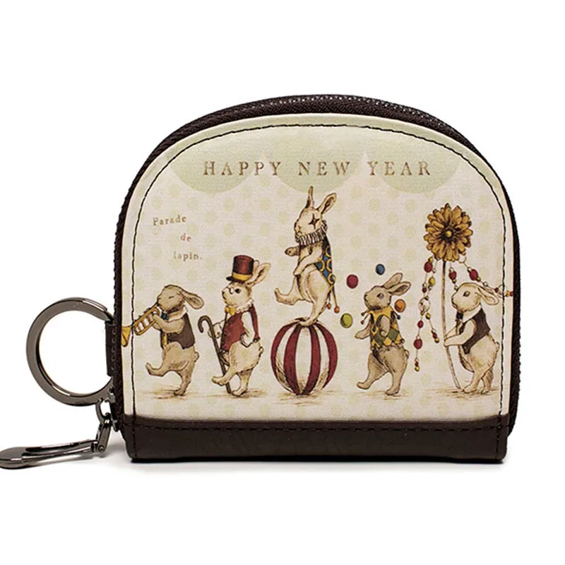 

Color Printing Bunny Change Purse Credit Card Holders Wallet Key Chain Ring 2019 New Coin Purse Wallet ID Card Holders Chain